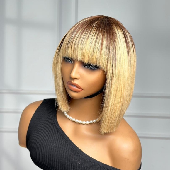 Two-Tone Blonde & Brown Fringe Wig (8") - Picture 3 of 3